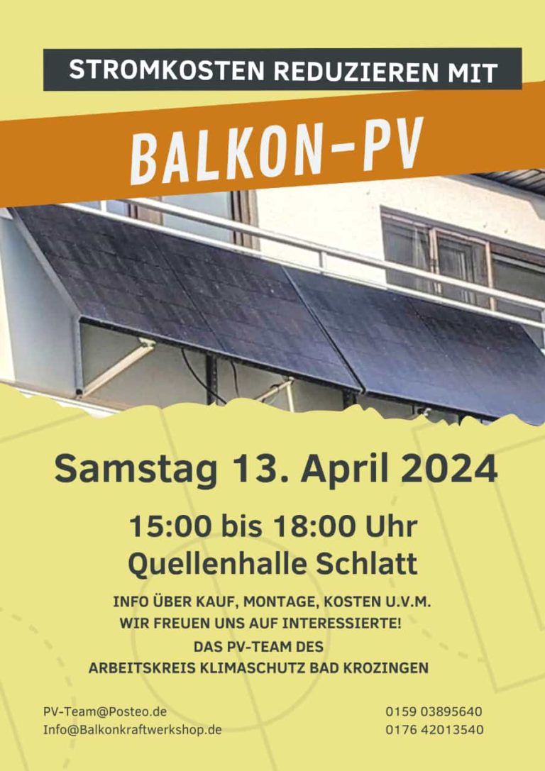 13.4. Quellenhalle Schlatt: Stromkosten reduzieren mit Balkon-PV