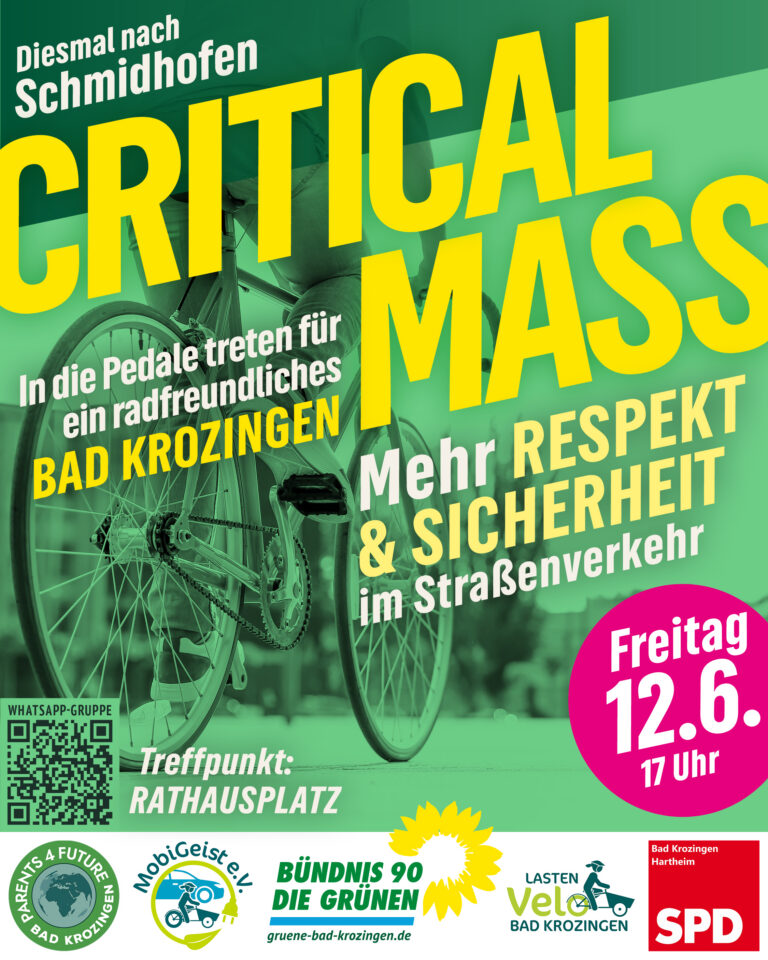 Critical Mass am Freitag, 12. Juni als Auftakt zum Stadtradeln 2026